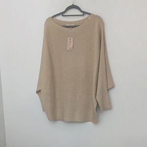 Philosophy Gold Metallic Sweater Women's Size 1X Pullover Square Neck NEW Shiny